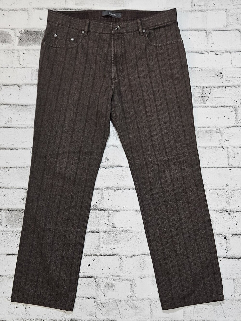 Bugatti Phoenix Brown Textured Pants 36x32 Straight Leg Casual Dress